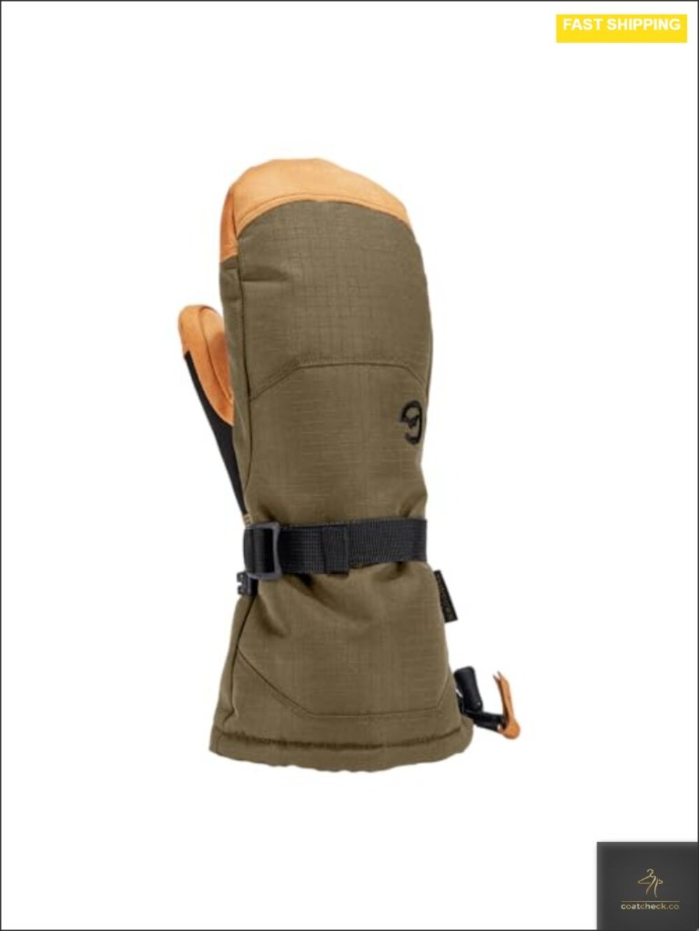 Waterproof Insulated Mens Ski Mitten with Leather Palm & Nose Wipe